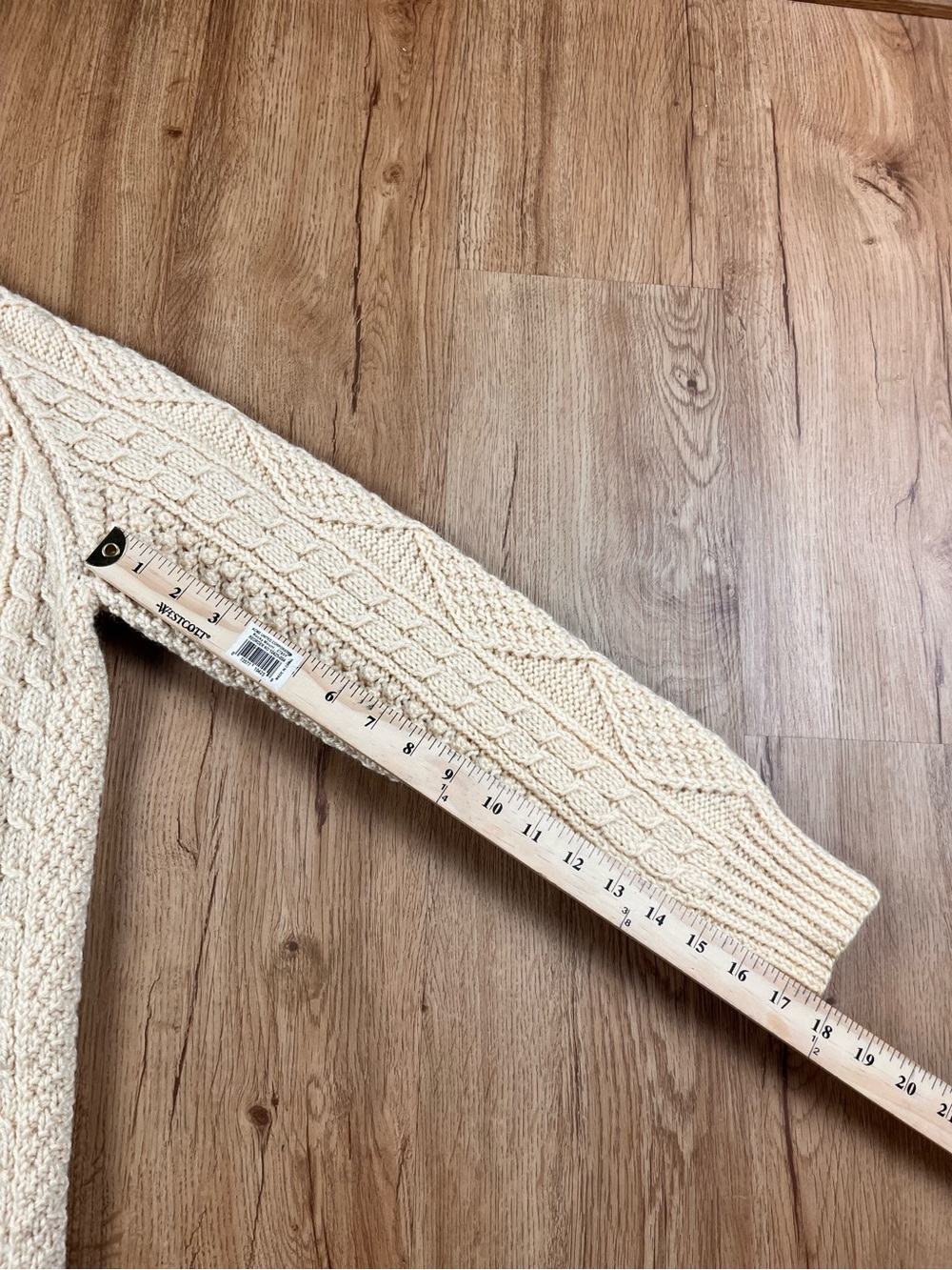 Kennedy of Ardara Irish Aran Cardigan 100% Pure Wool Cable Knit Cream Sweater - Picture 10 of 11